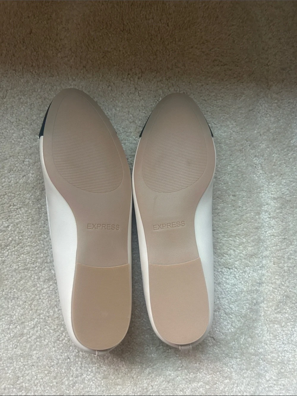 Express Two-Tone Bow Ballet Flats in White and Black